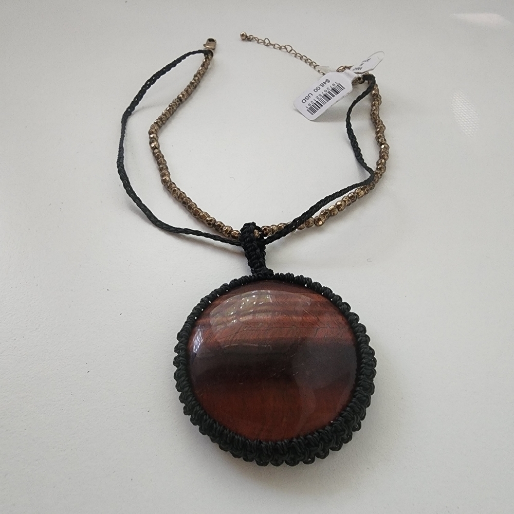 NWT Free People Brandy Pendant Necklace Black Brow Gold - Picture 4 of 8